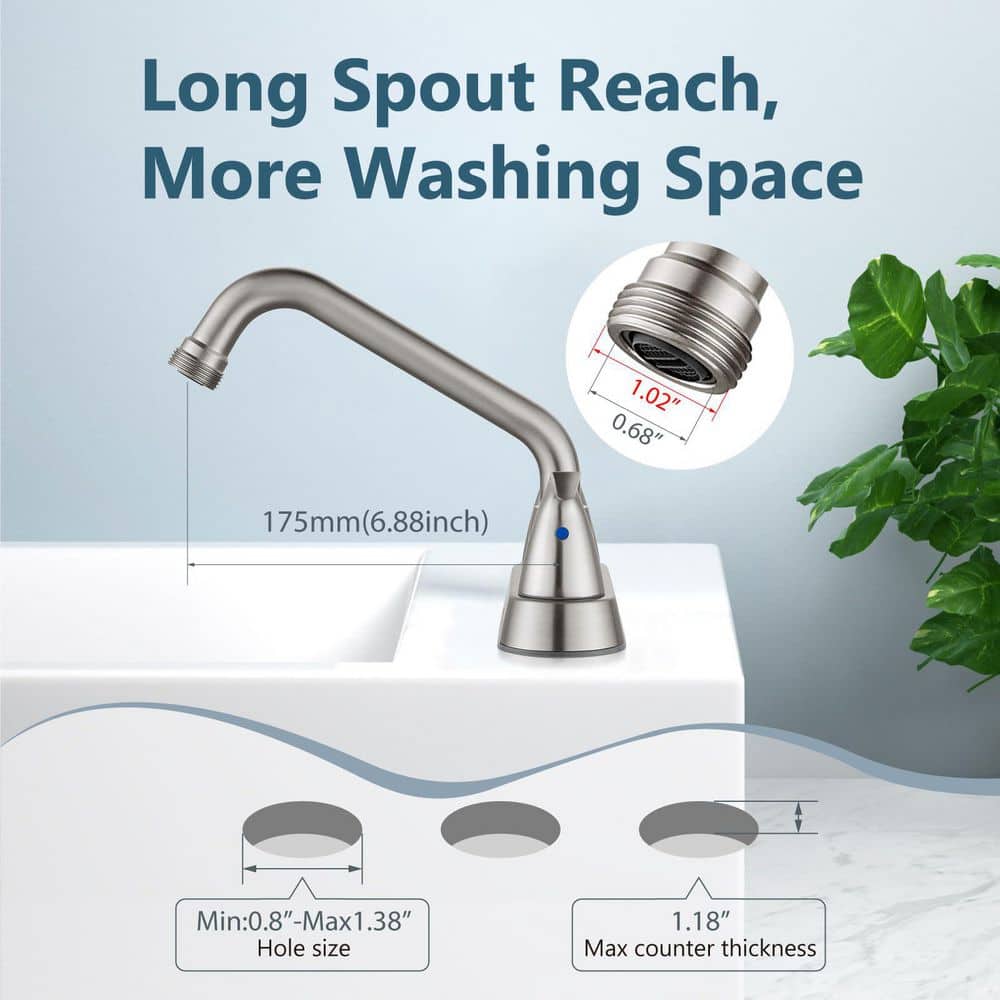 Wudkey 1-Piece 2 Arc Handle Utility Sink Faucet with Swivel Spout NPT 3/4 Threaded End and Installation Kit (4)