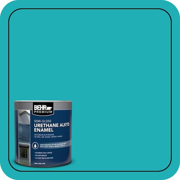 BEHR PREMIUM 1 qt. #500B-5 Mermaid Treasure Semi-Gloss Enamel Urethane Alkyd Interior/Exterior Paint (2)