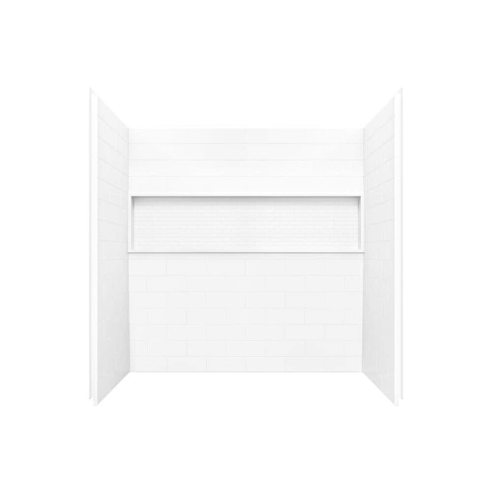 Bootz Industries NexTile 60 in. W x 30 in. D x 60 in. H Four-Piece Direct-to-Stud Composite Alcove Tub Surround in White (2)