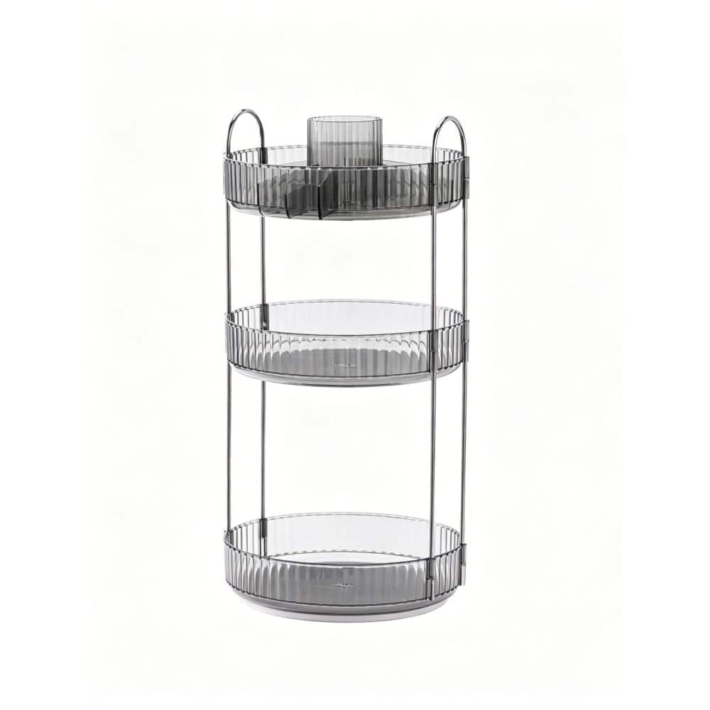 Whatseaso 9.5 in. W x 18.5 in H x 9.5 in. D Plastic in Gray Over The Toilet Storage 360 Rotating Makeup Organizer (1)
