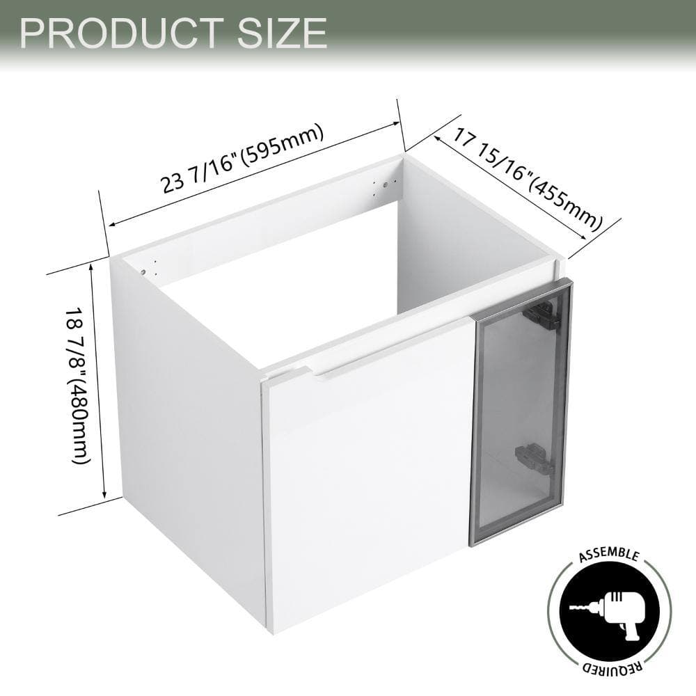 UPIKER 24 in. Bath Vanity Cabinet without Top in Glossy White-Grey Glass Unassembled (3)