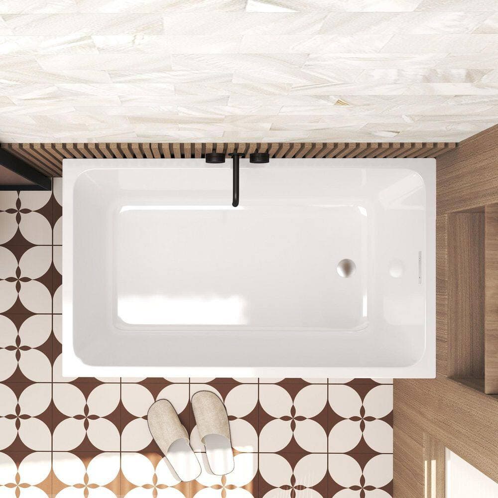 WELLFOR 47 in. x 27.6 in. Soaking Bathtub in Gloss White with Chrome Overflow and Pop-Up Drain (3)