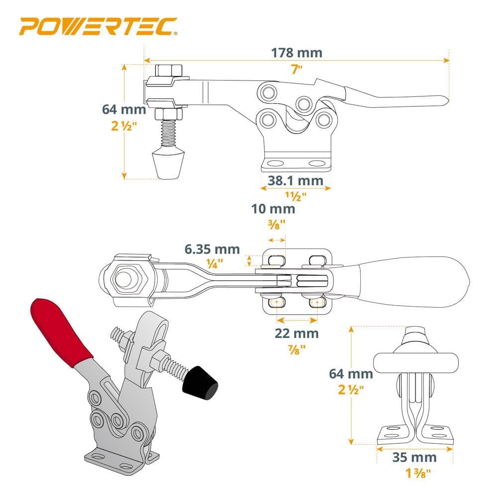 ‎POWERTEC 500 lbs. Horizontal Quick-Release Toggle Clamp (10-Pack) (3)