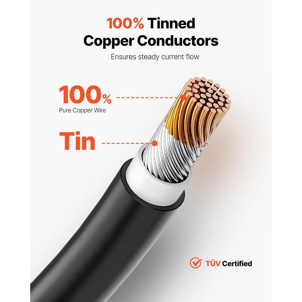 SVOPES 100 ft. Solar Panel Extension Cable, 10 AWG Wire with MC4 Connector, IP67 Waterproof, Black Cable for Solar Systems (2)