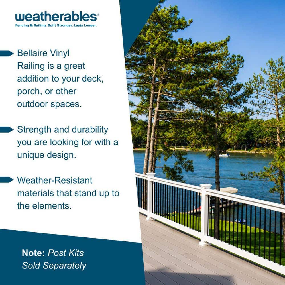 Weatherables Bellaire 3 ft. H x 96 in. W White Vinyl Stair Railing Kit (2)