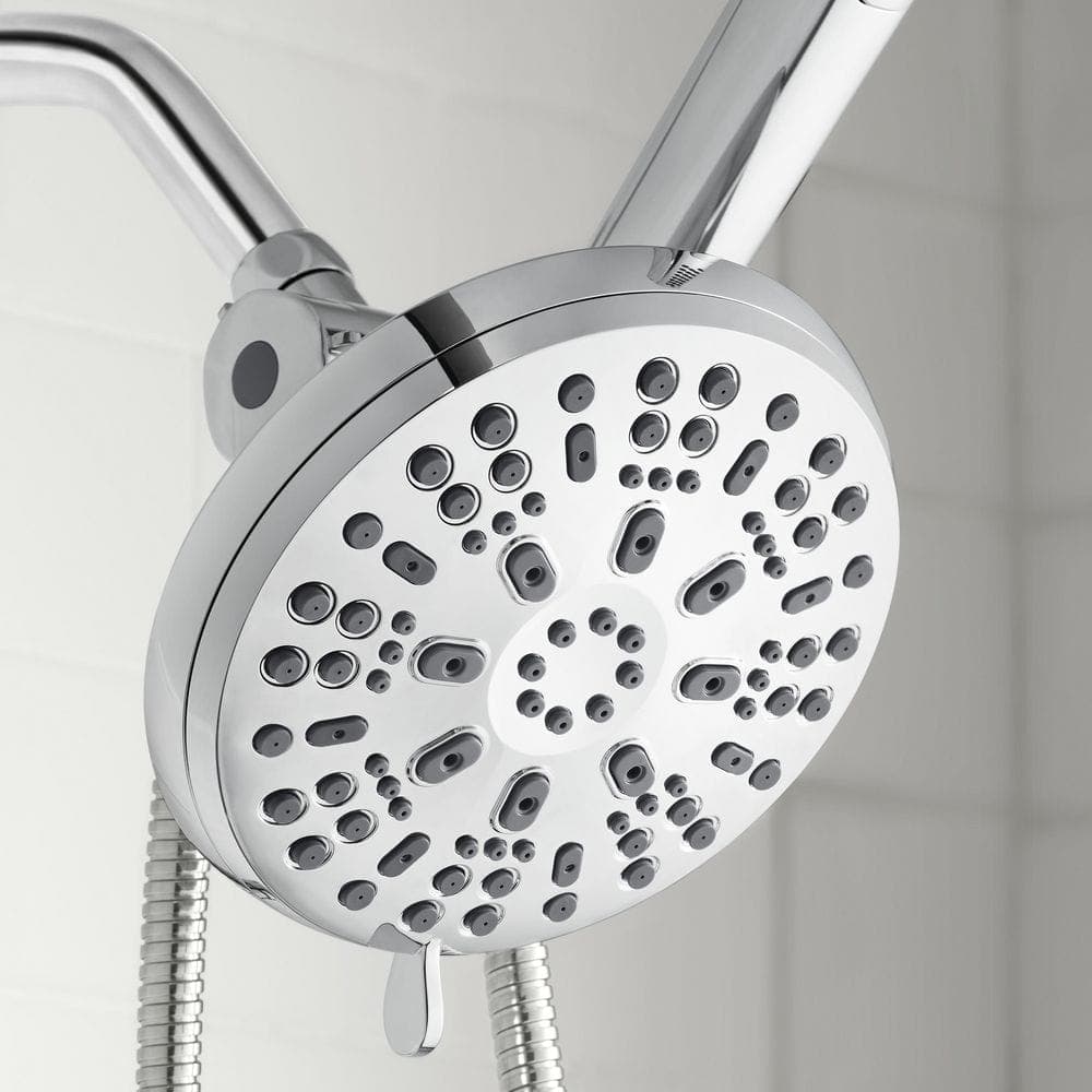 Glacier Bay Massaging 8-Spray Wall-Mounted Dual Fixed and Handheld Shower Head in Chrome with Hair Wand with Clean Jet Spray (4)