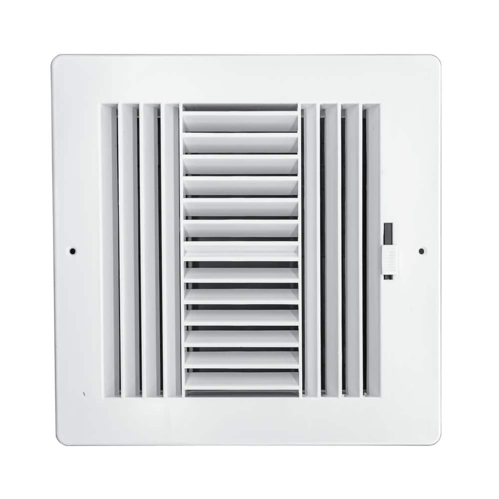 Venti Air 8 in x 8 in White Plastic Square 4 Way Supply Register for Duct Opening 8 in W x 8 in H (1)