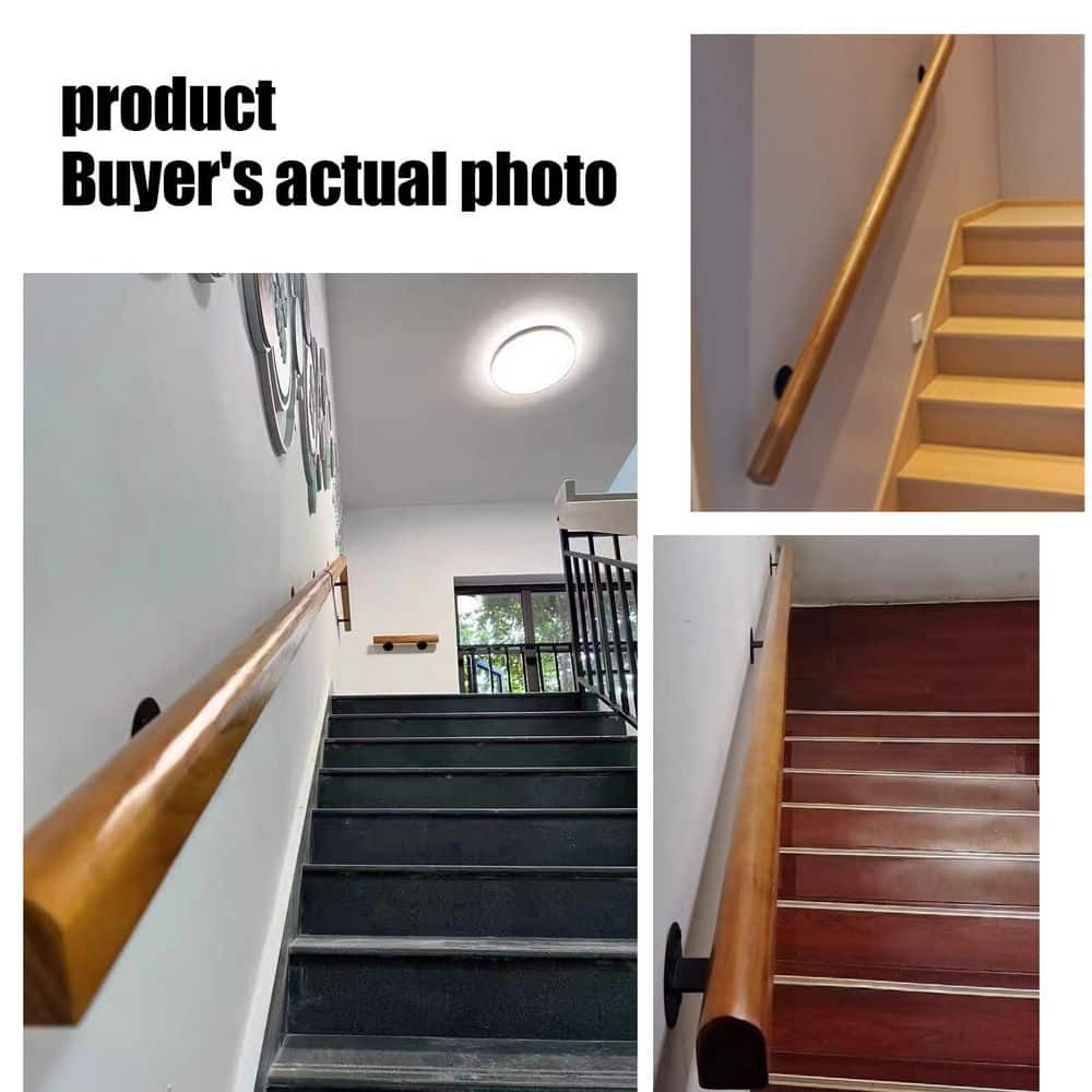 NVNOO 4 ft. Non-Slip Wooden Staircase Handrail for Home Garden Corridor Lofts Kindergarten Guardrail Decking Railings (3)