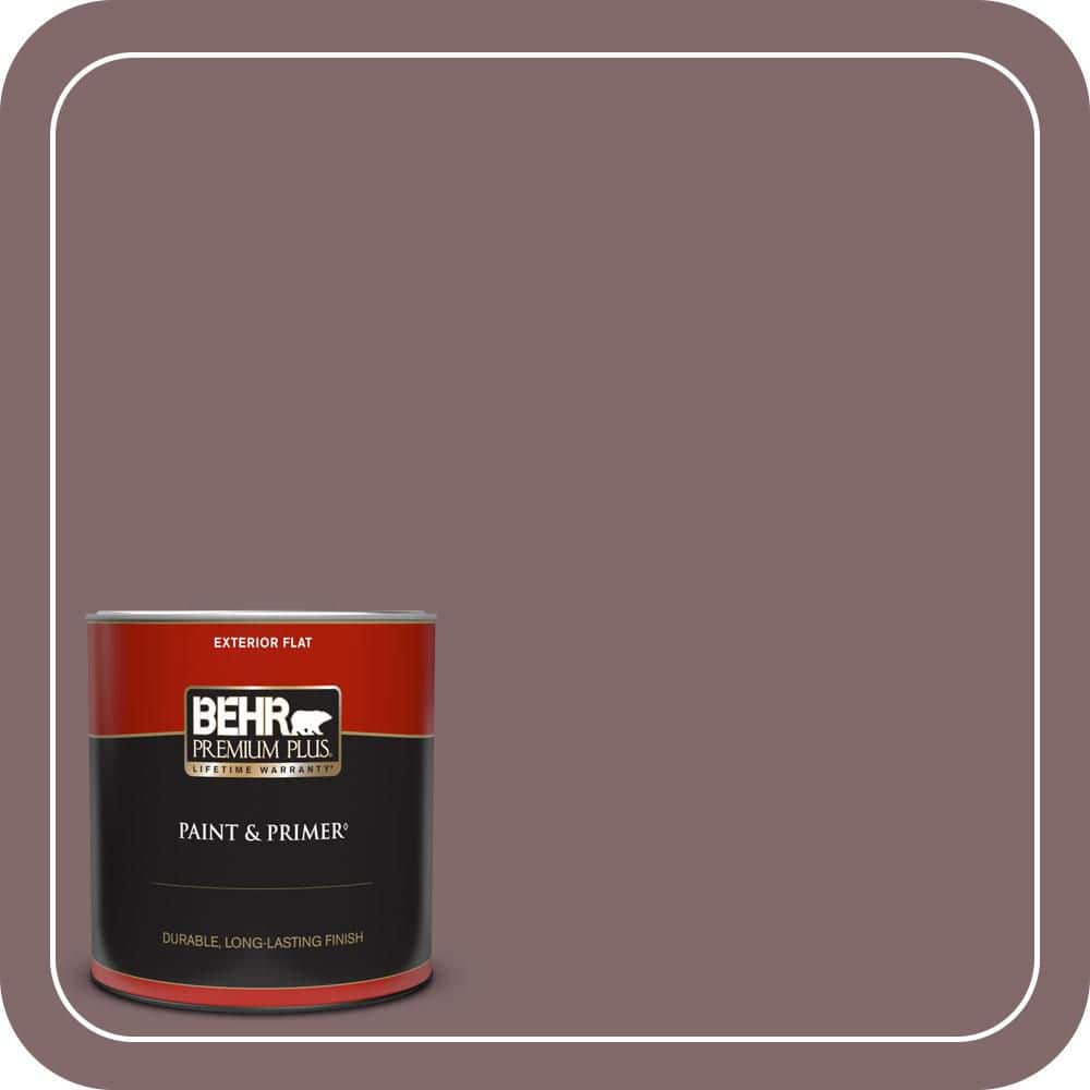 BEHR PREMIUM PLUS 1 qt. #N120-6 Raisin in The Sun Flat Exterior Paint & Primer