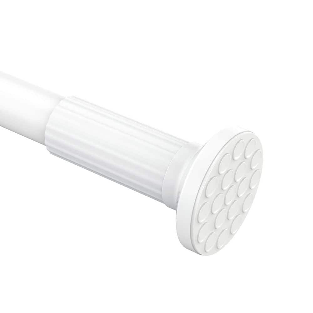 KHKFY No-Drill Tension Shower Curtain Rod Rust-Resistant Stainless Steel 66 lb. Adjustable 51 to 126 in. White (1)