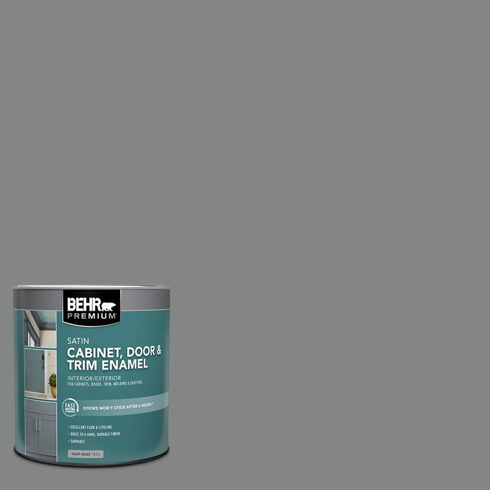BEHR PREMIUM 1 qt. #PFC-63 Slate Gray Satin Enamel Interior/Exterior Cabinet, Door & Trim Paint (1)