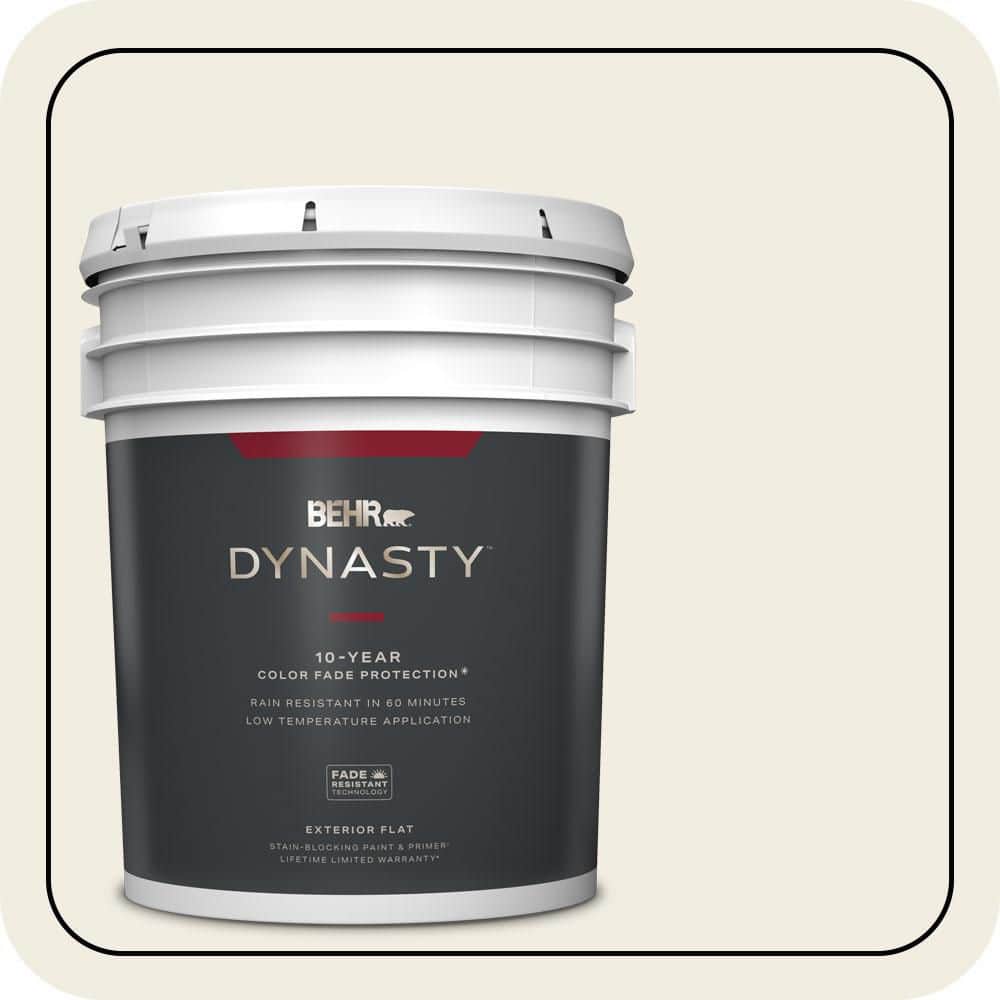 BEHR DYNASTY 5 gal. Designer Collection #DC-012 White Stone Flat Exterior Stain-Blocking Paint & Primer