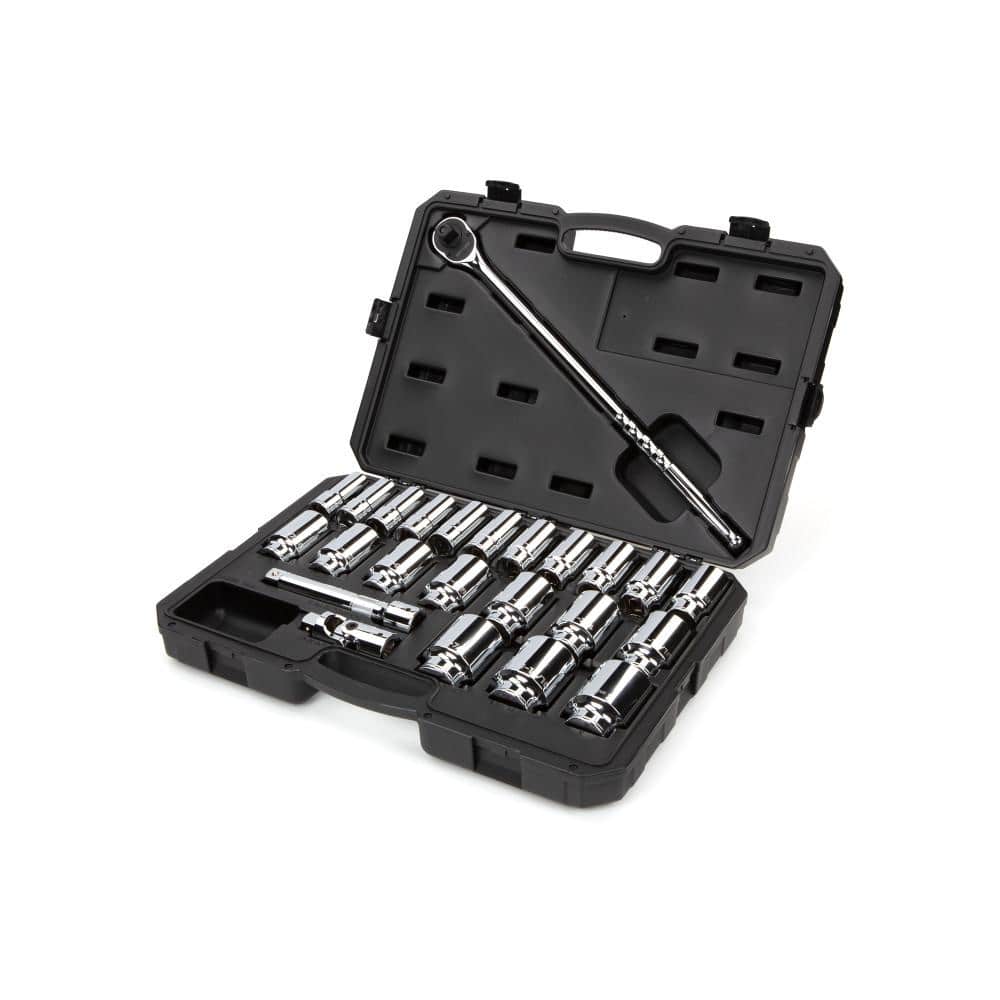 TEKTON 3/4 in. Drive Deep 6-Point Socket and Ratchet Set 3/4 in. to 2 in. (25-Piece) (3)