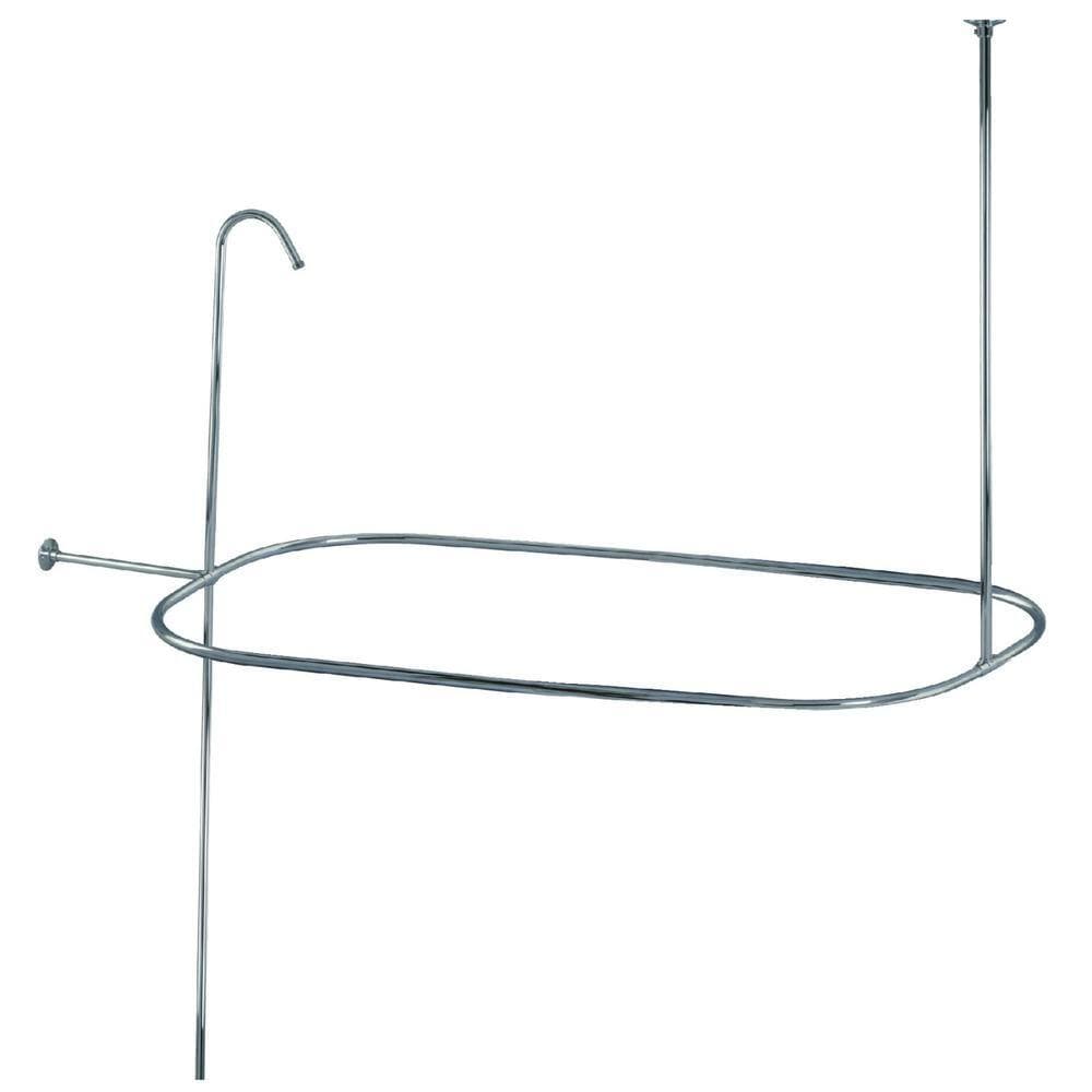 Kingston Brass Vintage 57 in. Oval Shower Rod and Shower Riser Enclosure in Polished Chrome