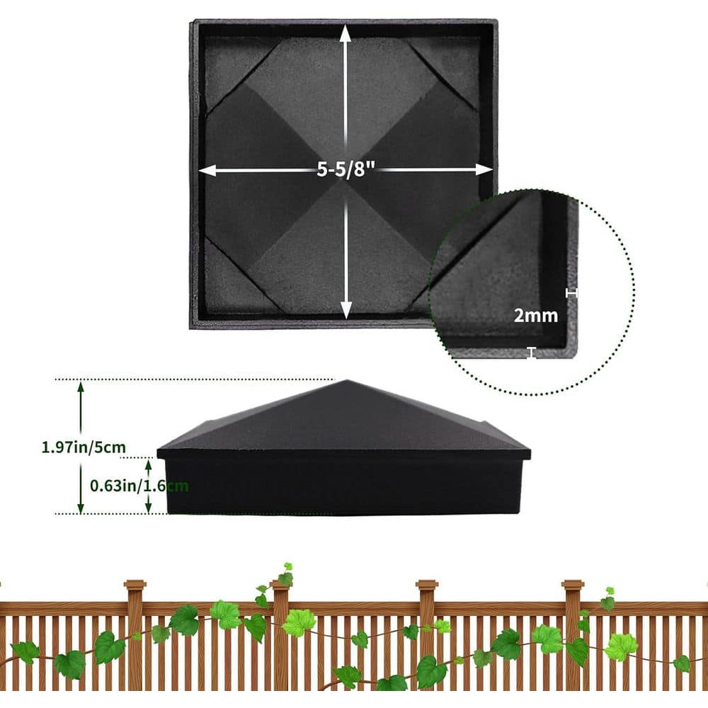 Afoxsos 6 x 6 Aluminum Pyramid Post Caps Cover Matte Finish Black for Nominal Wood Post Fences Decks Corridors 4-Pack (3)