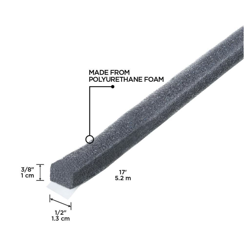 M-D Building Products 0.5 in. x 17 ft. Gray Economy Foam Window Seal for Large Gaps Weatherstrip Roll (2)