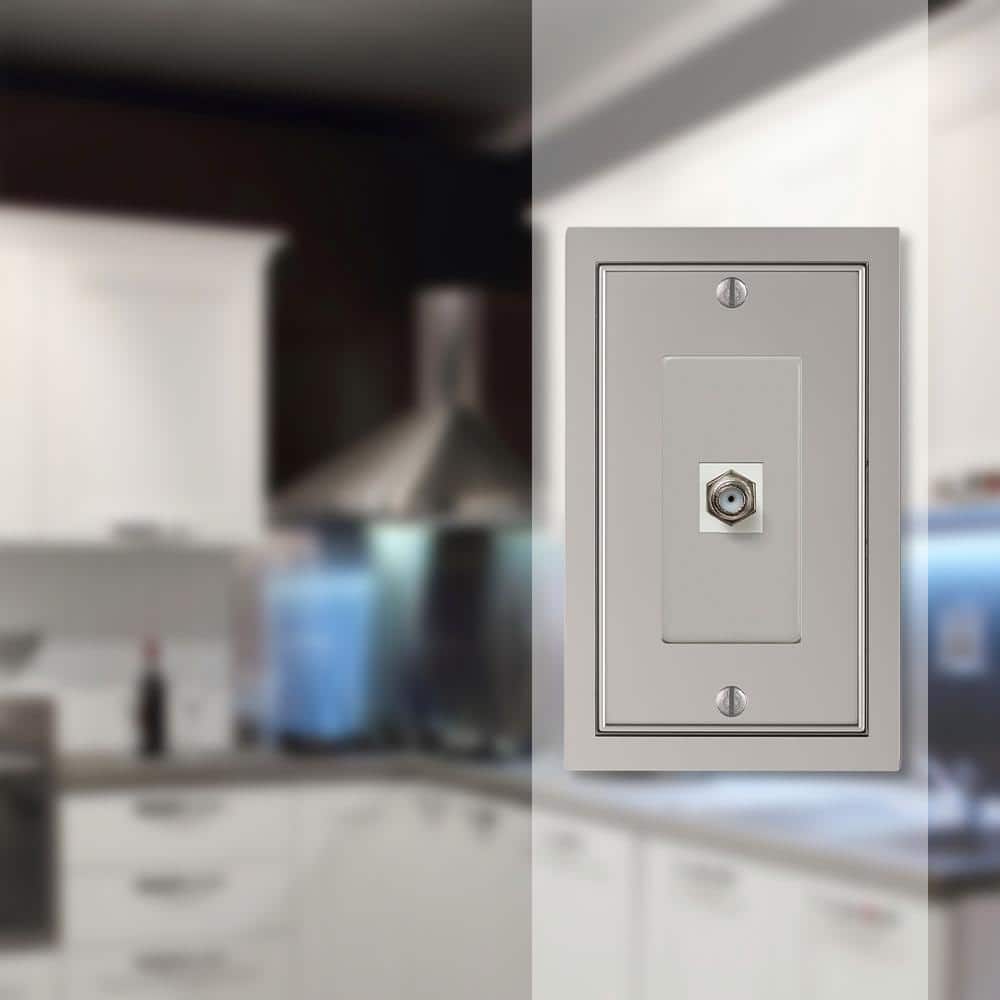 AMERELLE Averly 1 Gang Coax Metal Wall Plate - Satin Nickel (2)