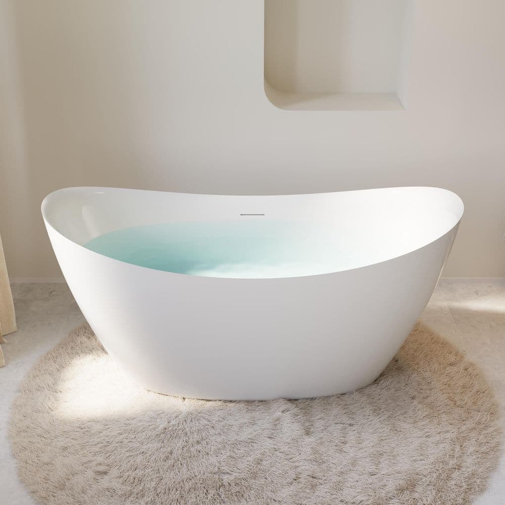 WELLFOR Villa 28.74 in. Soaking Bathtub with Center Drain Freestanding 100% Pure Virgin Acrylic Bathtub (1)