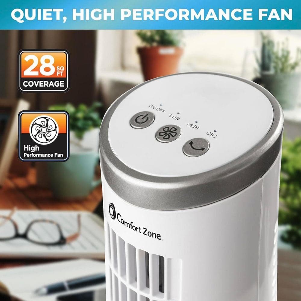 Comfort Zone Electric Desktop Oscillating Tower Fan, 2 Speed, Digital Control (4)