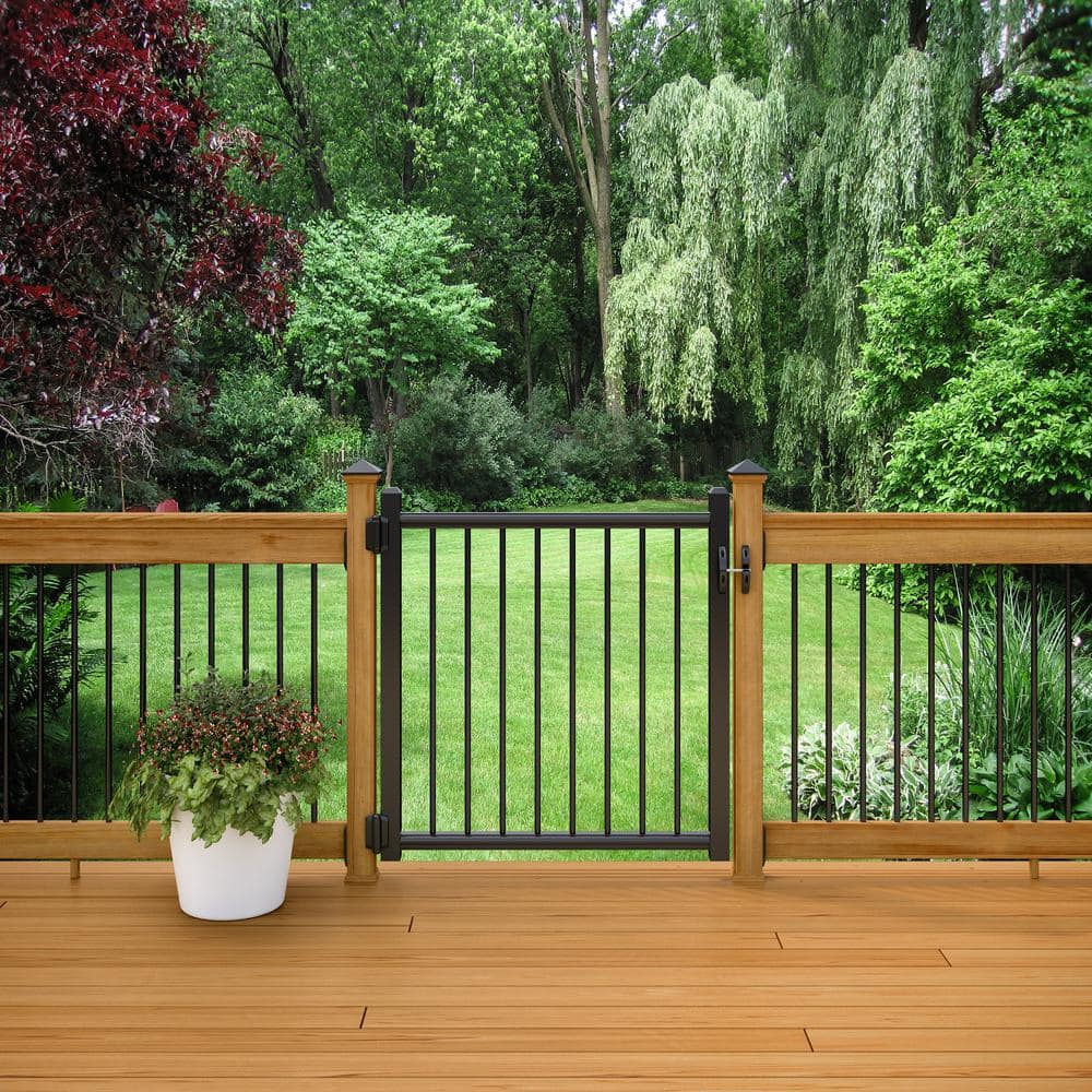 ProWood 4 ft. x 3 ft. Adjustable Black Aluminum Deck Gate (2)