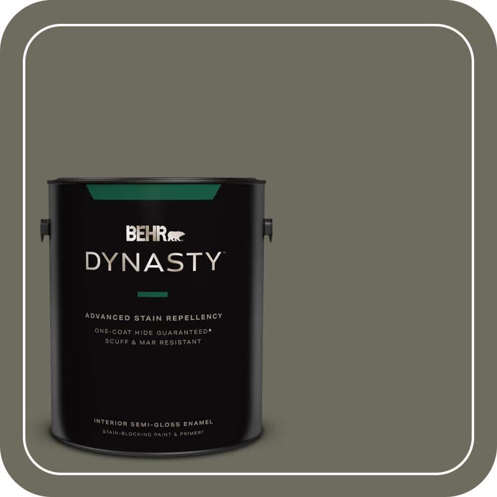 BEHR DYNASTY 1 gal. #N370-6 Gladiator Gray One-Coat Hide Semi-Gloss Enamel Interior Stain-Blocking Paint & Primer