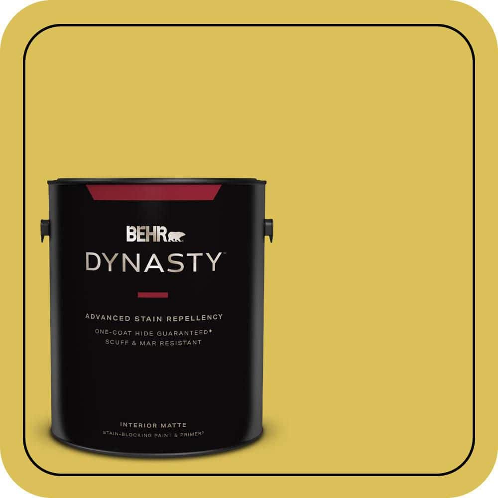 BEHR DYNASTY 1 gal. #P320-6 Sulfur Yellow Matte Interior Stain-Blocking Paint & Primer