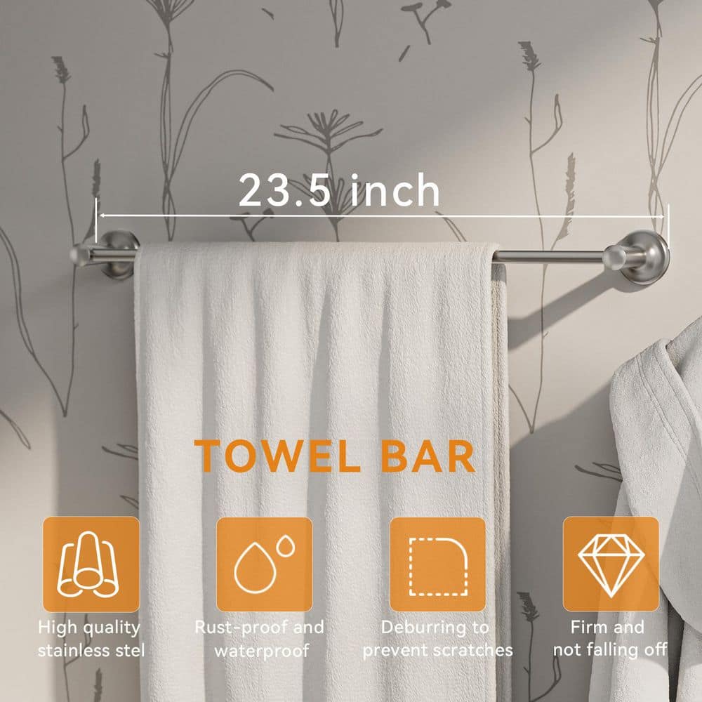 BWE Bath Hardware Set with Towel Bar, Towel Ring, Toilet Paper Holder Bathroom Wall Mounted (3)