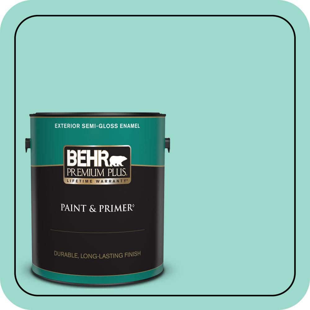 BEHR PREMIUM PLUS 1 gal. #P440-3 Fish Pond Semi-Gloss Enamel Exterior Paint & Primer