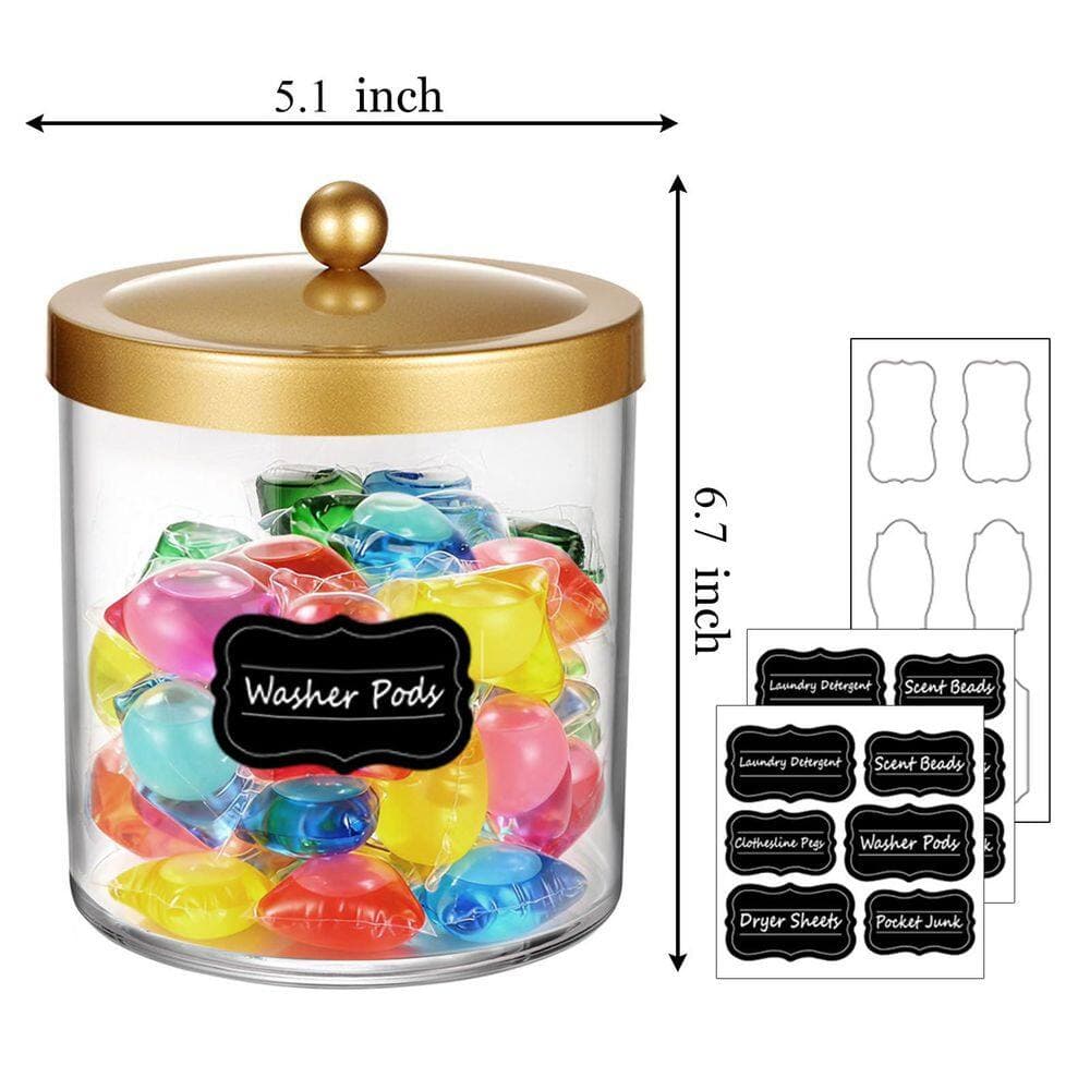 KHKFY 50 oz Clear Acrylic Apothecary Jar with Stainless Steel Lid for Bathroom, Kitchen, and Laundry Storage (2)