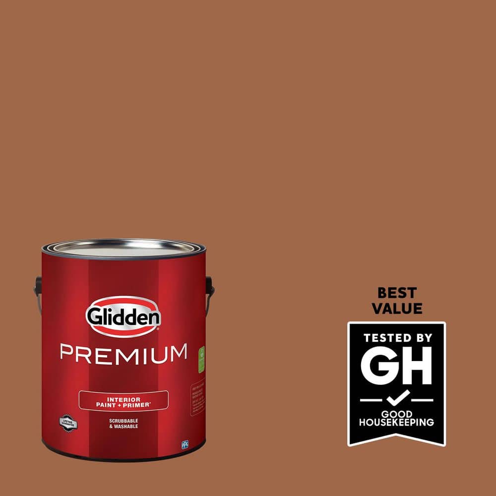 Glidden Premium 1 gal. PPG1069-6 Foxfire Brown Flat Interior Latex Paint