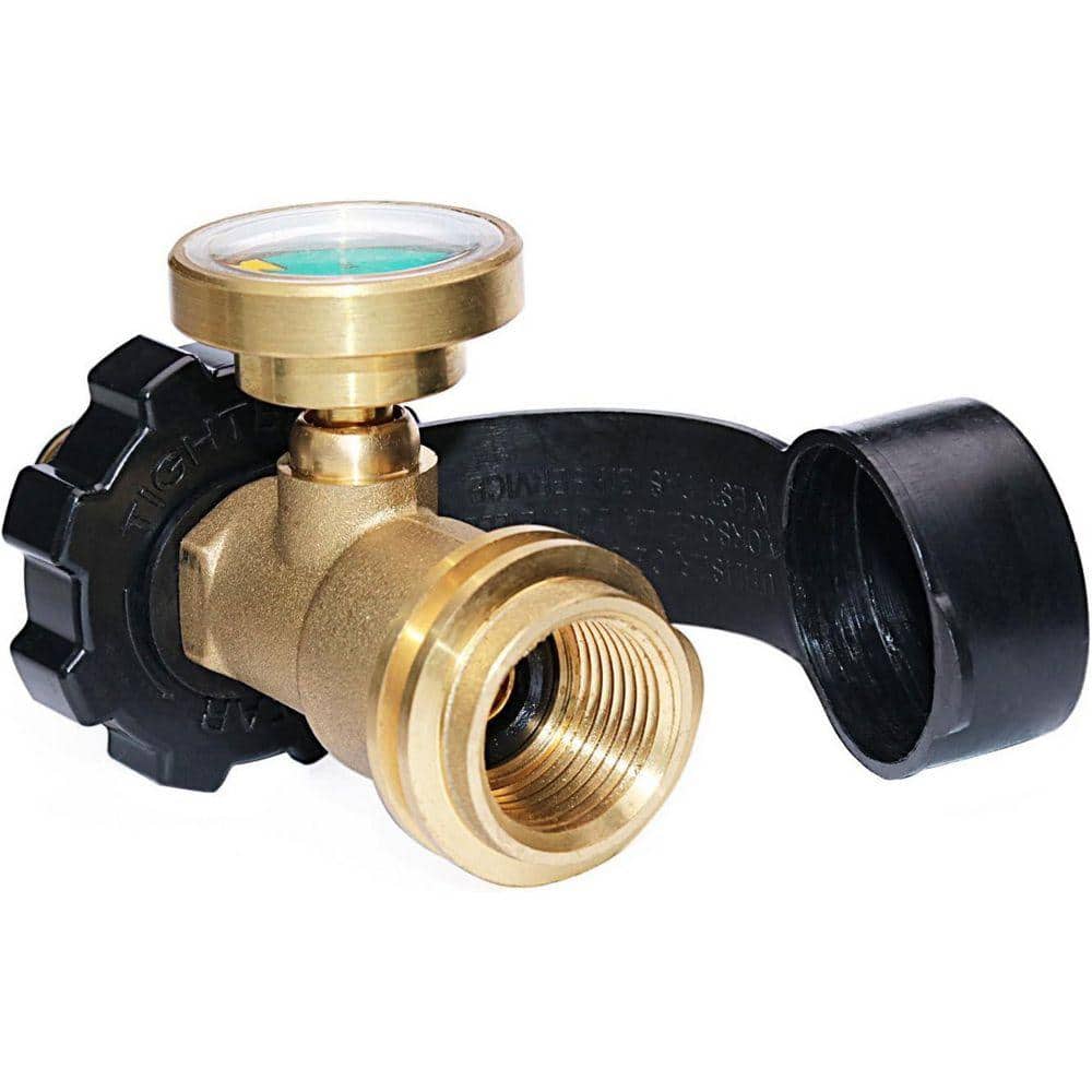 Lukvuzo Universal Fit Propane Tank Adapter with Gauge Converts POL to QCC1 Type 1 Connection Solid Brass Easy Install (2)