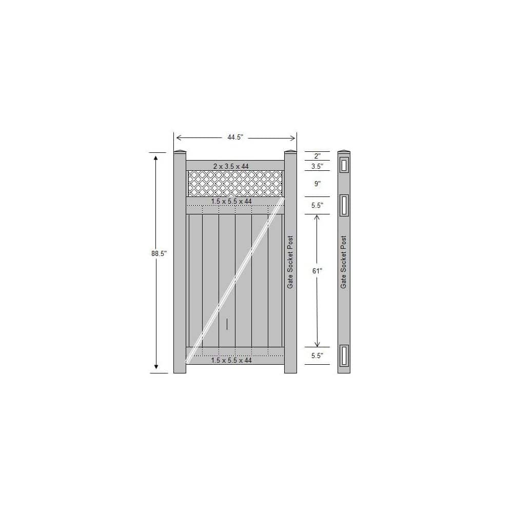 Weatherables Ashton 3.7 ft. W x 7 ft. H White Vinyl Privacy Fence Gate Kit (3)