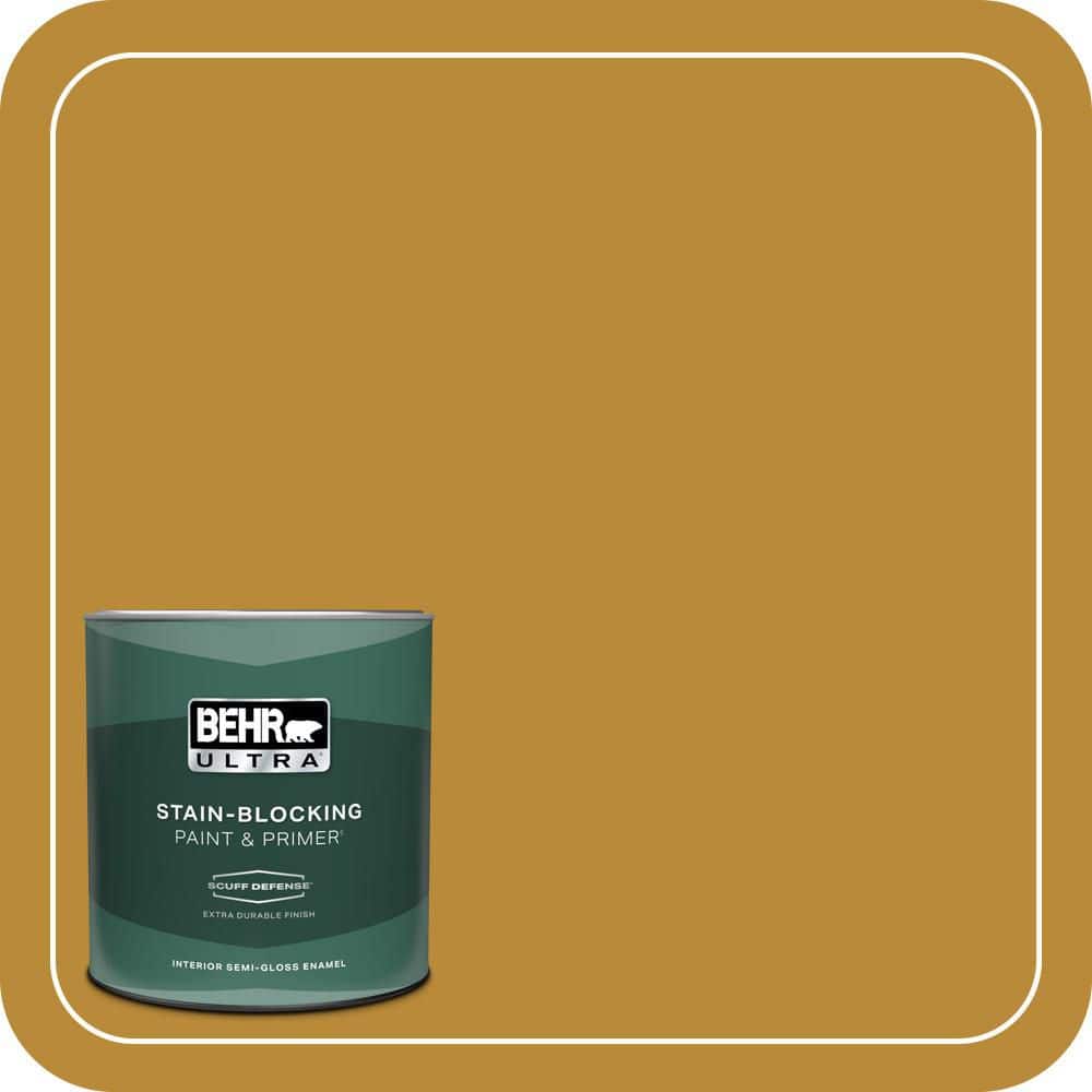 BEHR ULTRA 1 qt. #S-H-350 Burmese Gold Extra Durable Semi-Gloss Enamel Interior Paint & Primer