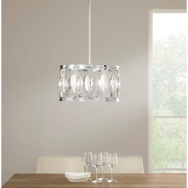 Home Decorators Collection Westchester 4-Light Polished Chrome Round Drum Pendant Light