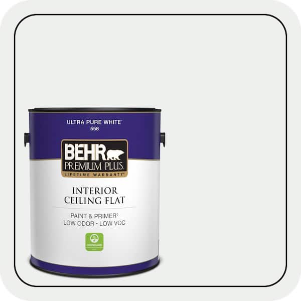 BEHR PREMIUM PLUS 1 gal. #BL-W15 Frost Ceiling Flat Interior Paint & Primer (2)