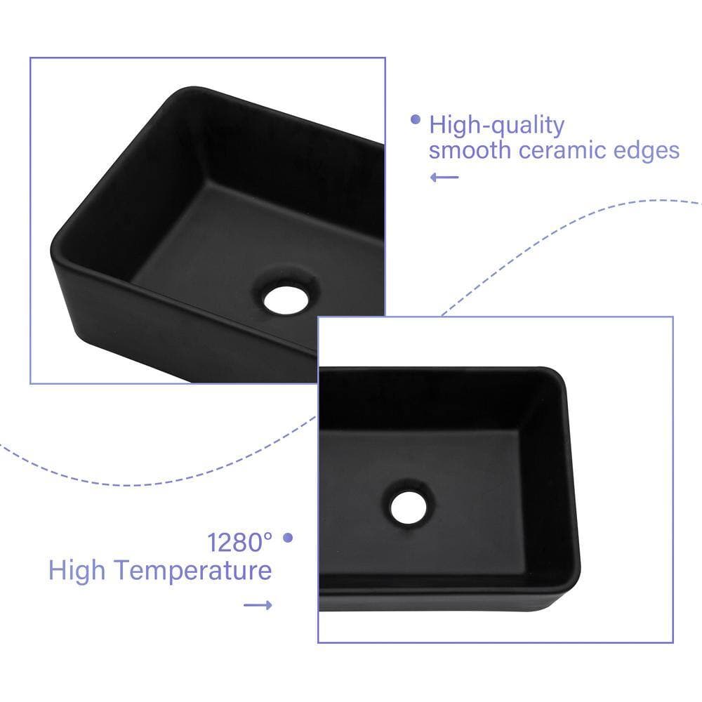 Tahanbath 16 in Corner Bathroom Sink in Matte Black (3)