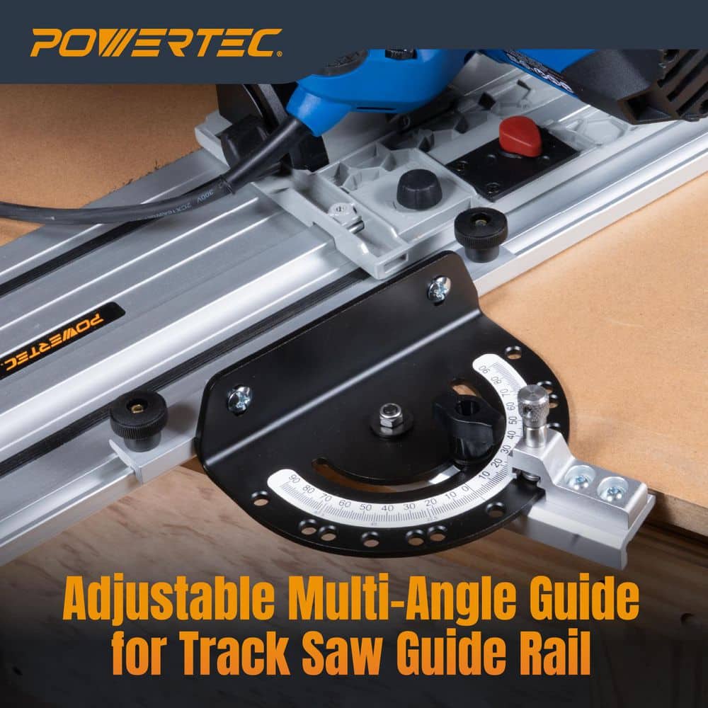 ‎POWERTEC Adjustable Angle Track Saw Guide with Precision Miter Cuts, 13-Positive Stops, Wide Guide Rail Compatibility (3)