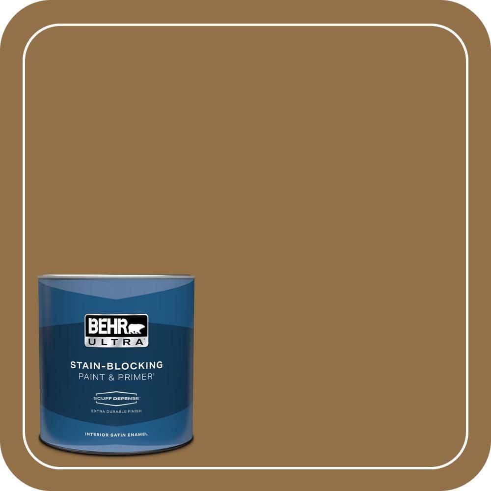 BEHR ULTRA 1 qt. #N280-7 Brass Button Extra Durable Satin Enamel Interior Paint & Primer