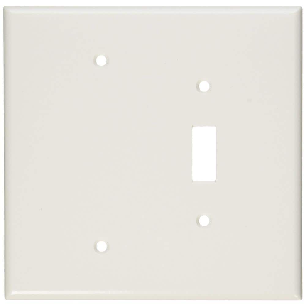 Leviton 2-Gang White 1-Toggle / 1-Blank Plastic Jumbo/Oversized Wall Plate (1-Pack) 88106 (1)