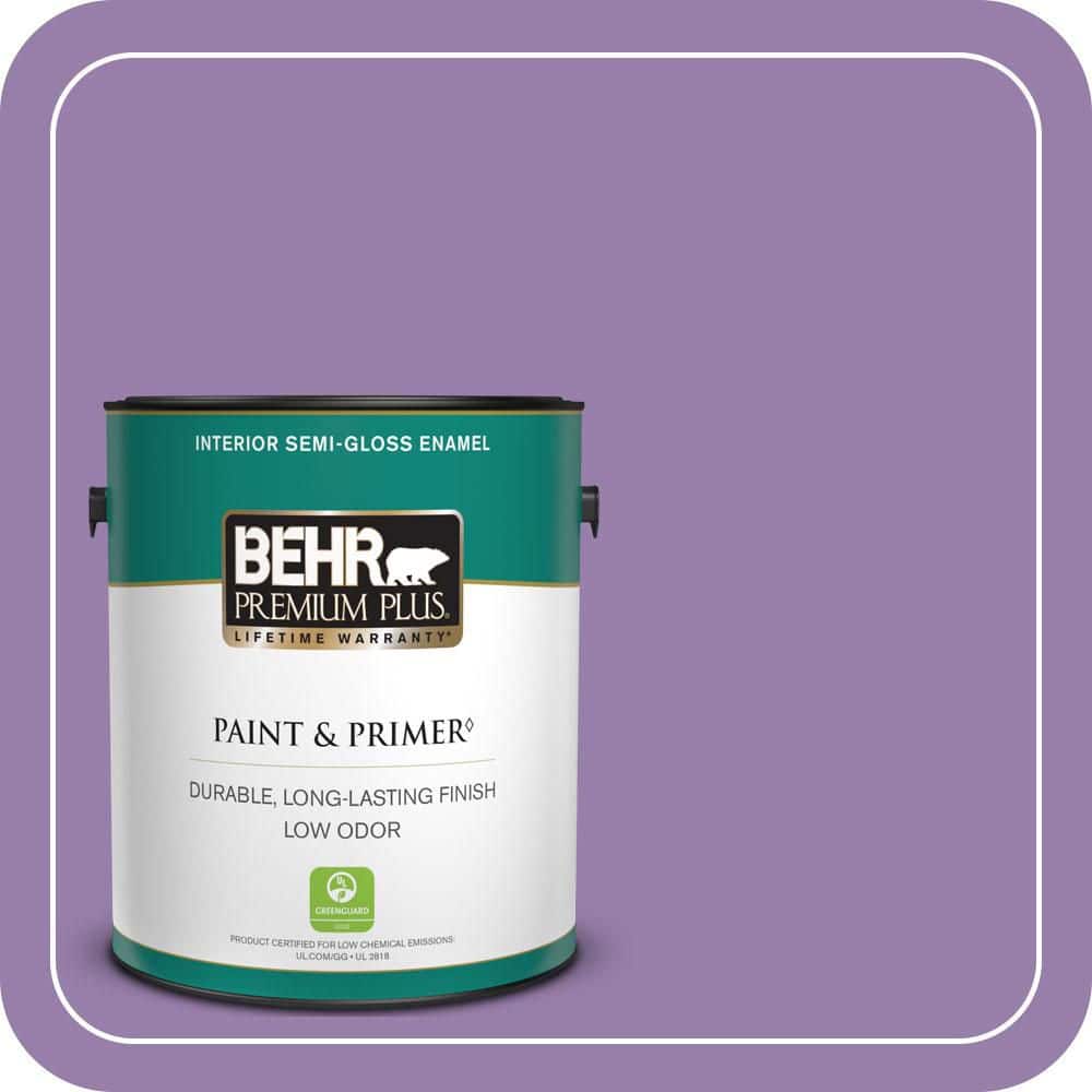 BEHR PREMIUM PLUS 1 gal. #650B-6 Elite Wisteria Semi-Gloss Enamel Low Odor Interior Paint & Primer (1)