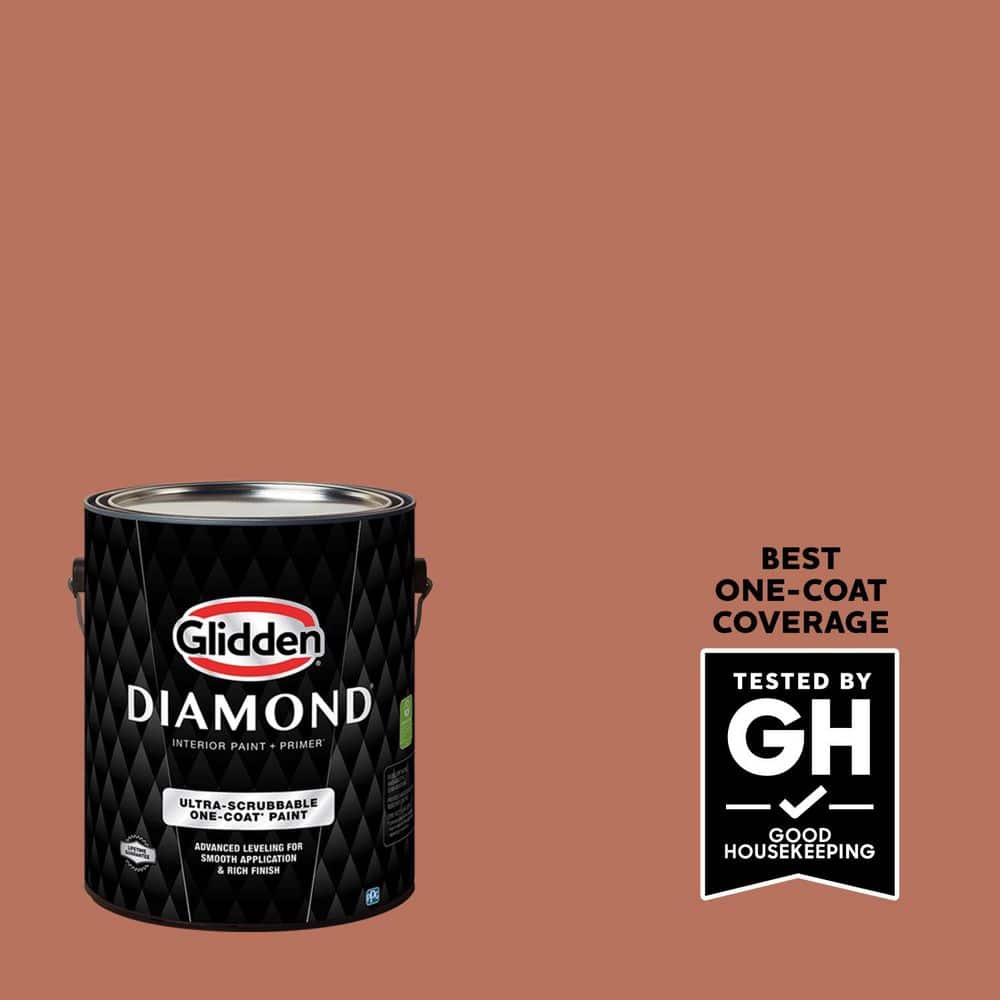 Glidden Diamond 1 gal. PPG1063-6 Crushed Cinnamon Satin Interior Paint with Primer