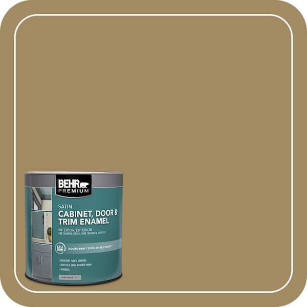 BEHR PREMIUM 1 qt. #S320-6 Garden Salt Green Satin Enamel Interior/Exterior Cabinet, Door & Trim Paint (2)
