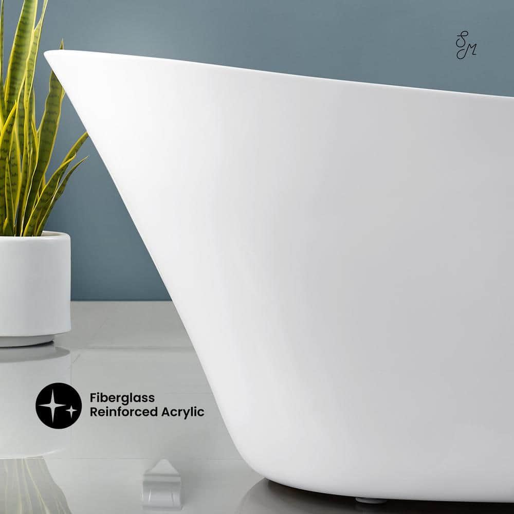 Swiss Madison Sublime 67 in. Acrylic Single Slipper Flat Bottom Non-Whirlpool Freestanding Oval Soaking Bathtub in White (3)