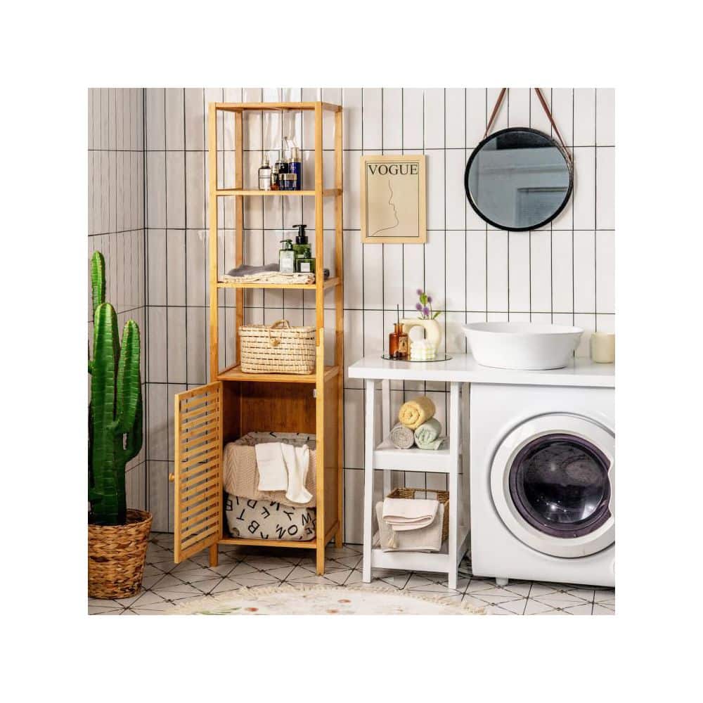 Boyel Living Bamboo 15.5 in. W x 14.5 in. D x 65 in. H Natural Line Cabinet for Bathroom and Living Room (2)