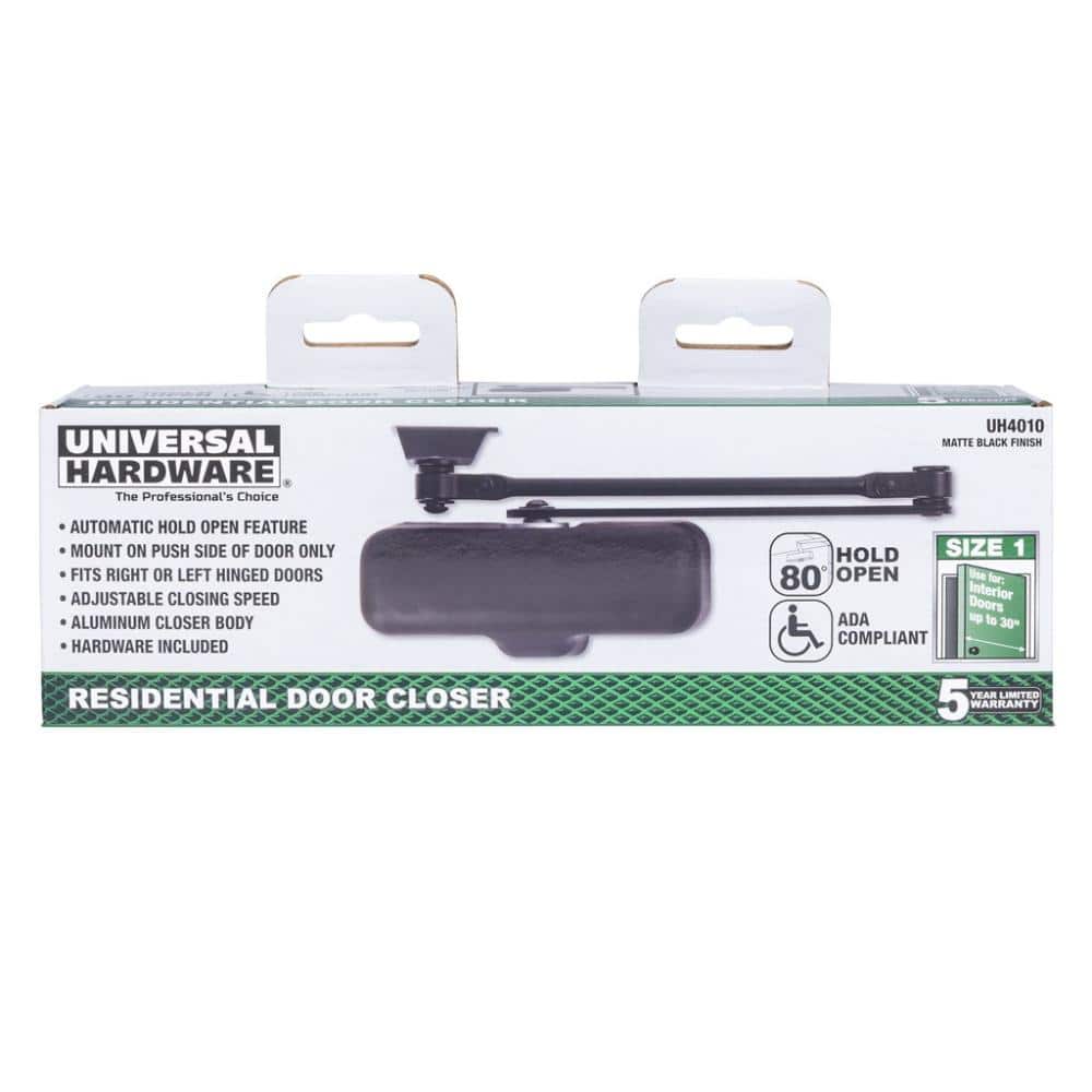 Universal Hardware Light-Duty Matte Black Residential Door Closer (2)