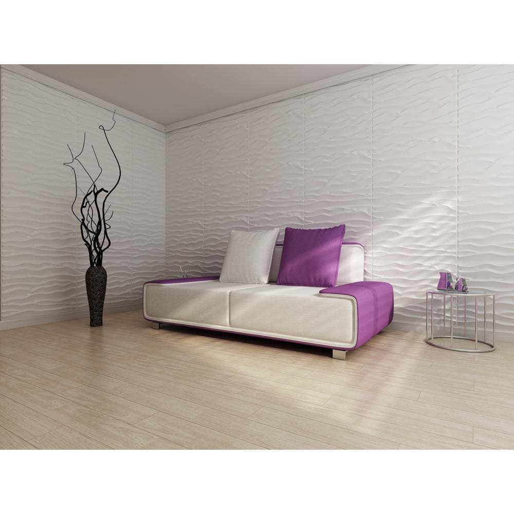 Dundee Deco Falkirk Fifer 31 in. x 25 in. Paintable Off White Abstract Waves Fiber Decorative Wall Paneling (3)