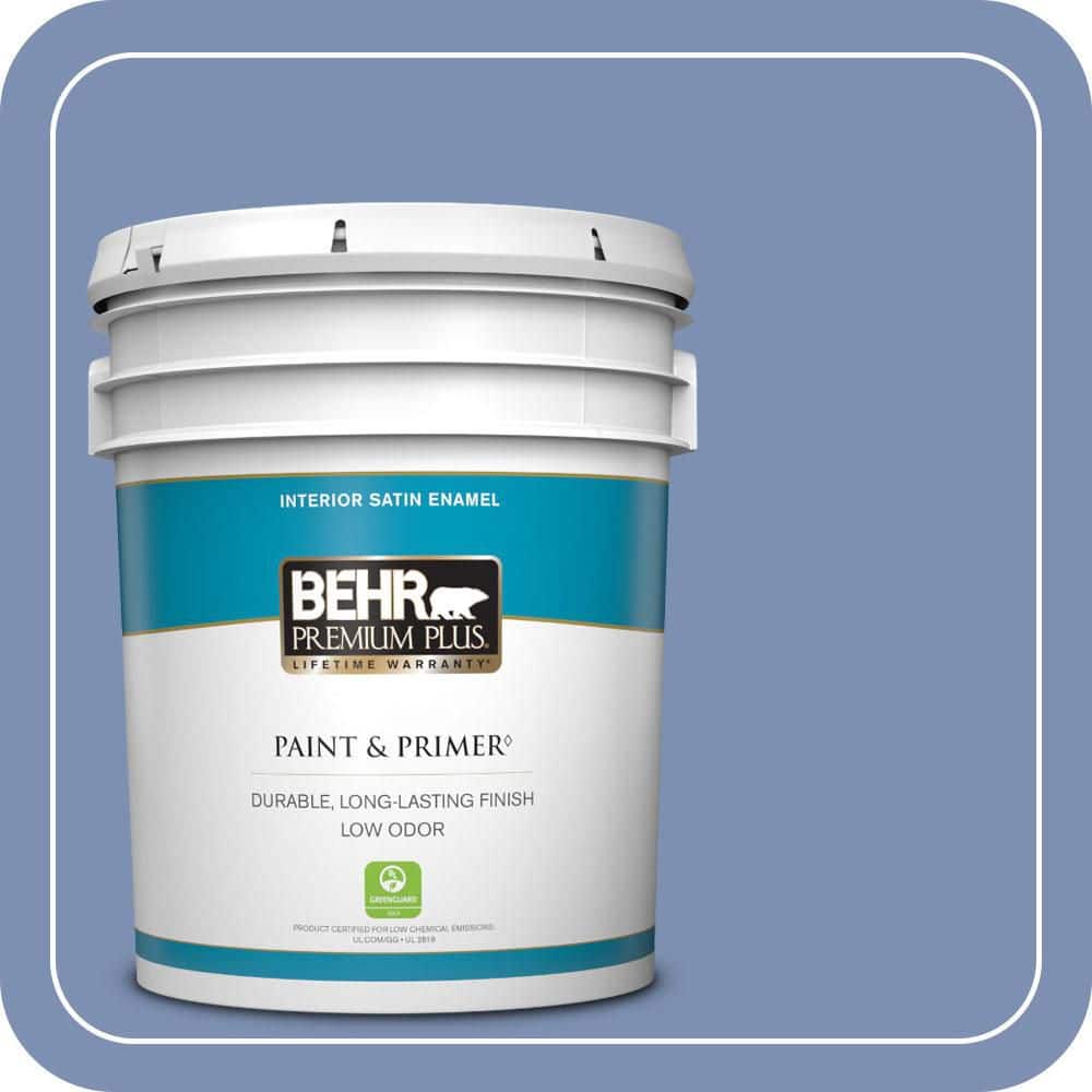 BEHR PREMIUM PLUS 5 gal. #600D-5 Babbling Brook Satin Enamel Low Odor Interior Paint & Primer