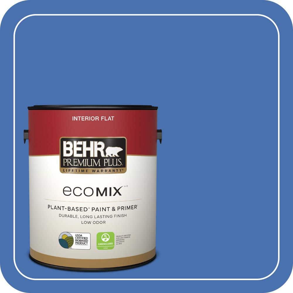BEHR PREMIUM PLUS 1 gal. Home Decorators Collection #HDC-SM16-07 Croquet Blue Flat EcoMix Plant-Based Interior Paint & Primer (1)