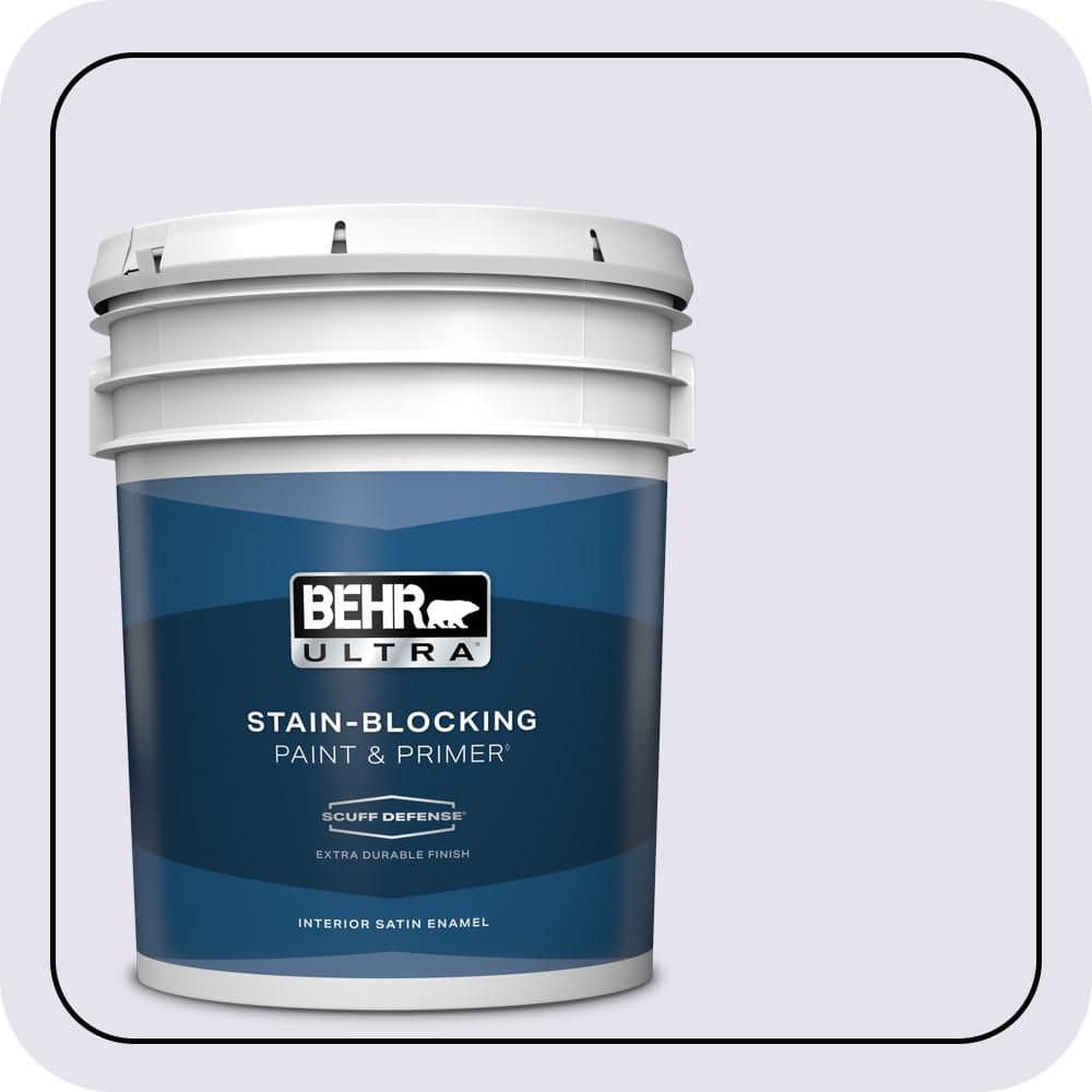 BEHR ULTRA 5 gal. #640A-1 Soft Iris Extra Durable Satin Enamel Interior Paint & Primer
