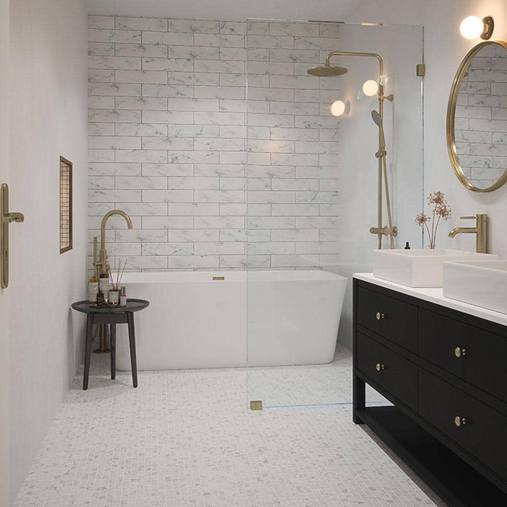 Jeffrey Court Carrara White 11.75 in. x 11.75 in. Honed Marble Wall and Floor Mosaic Tile (0.958 sq. ft./Each) (3)